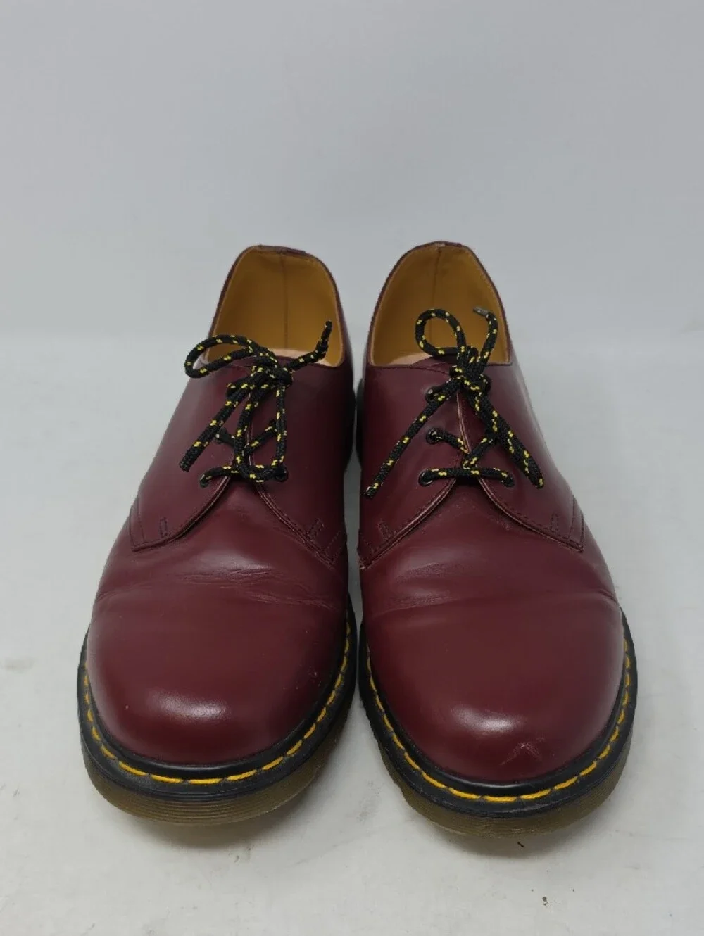 Dr. Martens Burgundy Leather Oxford with Yellow Stitching Size 13